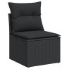 6 pcs conjunto sofás de jardim c/ almofadões vime PE preto 5