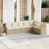 Set sofás de jardín 7 piezas y cojines ratán sintético beige 1