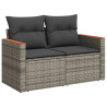 7 pcs conjunto sofás p/ jardim c/ almofadões vime PE cinzento 3
