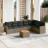 Set de sofás de jardín 8 pzas y cojines ratán sintético gris 1