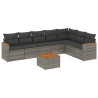 Set de sofás de jardín 8 pzas y cojines ratán sintético gris 2