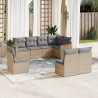 Juego de sofás jardín con cojines beige mezcla 8 pzas ratán PE 1