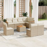 9 pcs conjunto de sofás p/ jardim com almofadões vime PE bege 1