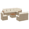 Set de sofás de jardín 9 pzas con cojines ratán sintético beige 2