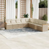 Set de sofás de jardín 9 pzas con cojines ratán sintético beige 1