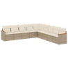 9 pcs conjunto de sofás p/ jardim com almofadões vime PE bege 2