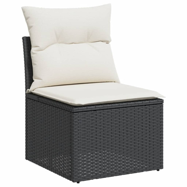 Set de sofás de jardín 12 piezas cojines ratán sintético negro M 5