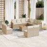 Set de sofás de jardín 12 pzas y cojines ratán sintético marrón 1