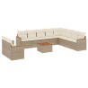 Set de sofás de jardín 11pzas con cojines ratán sintético beige 2