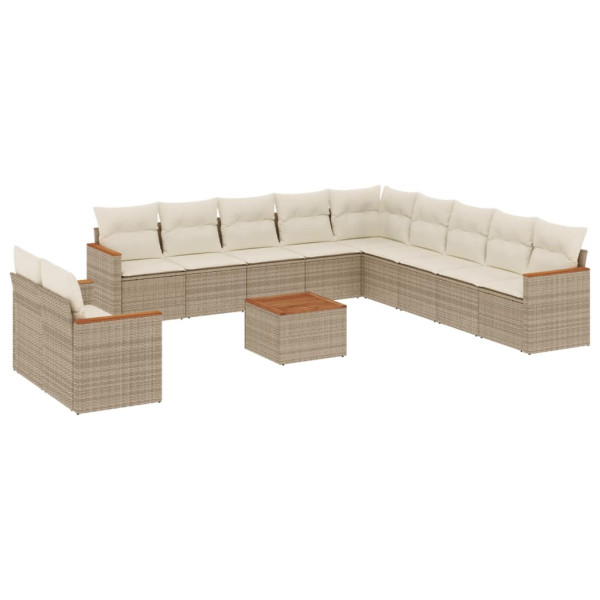 Set de sofás de jardín 12 pzas y cojines ratán sintético marrón M 2