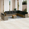 Set de sofás de jardín 12 pzas con cojines ratán sintético gris 1
