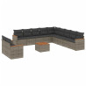 12 pcs conjunto de sofás jardim c/ almofadões vime PE cinzento 2