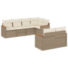Set sofás de jardín 7 piezas y cojines ratán sintético beige 2