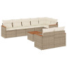 9 pcs conjunto de sofás p/ jardim com almofadões vime PE bege 2