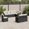 Set de sofás de jardín 8 piezas y cojines ratán sintético negro 1