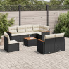Set de sofás de jardín 8 piezas y cojines ratán sintético negro 1
