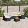 Set de sofás de jardín 8 piezas y cojines ratán sintético negro 1