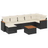 Set de sofás de jardín 8 piezas y cojines ratán sintético negro 2