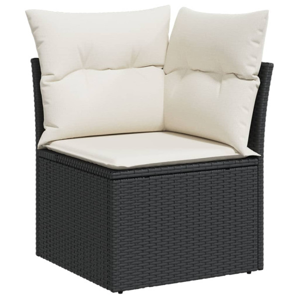 8 pcs conjunto sofás de jardim com almofadões vime PE preto M 3