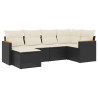 6 pcs conjunto sofás de jardim c/ almofadões vime PE preto 2