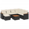 8 pcs conjunto sofás de jardim com almofadões vime PE preto 2