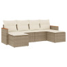 Juego de sofás jardín con cojines 6 pzas ratán sintético beige 2