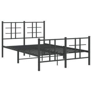 Estrutura de cama com cabeceira e pés 120x200 cm metal preto H