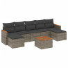 8 pcs conjunto sofás de jardim c/ almofadões vime PE cinzento 2