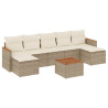 8 pcs conjunto de sofás p/ jardim com almofadões vime PE bege 2