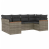Set de muebles de jardín 6 pzas y cojines ratán sintético gris 2