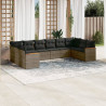 Set de sofás de jardín 10 pzas con cojines ratán sintético gris 1