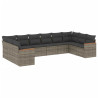 10 pcs conjunto sofás de jardim c/ almofadões vime PE cinzento 2