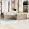 Set de sofás de jardín 11pzas con cojines ratán sintético beige 1