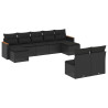 Set de sofás de jardín 8 piezas y cojines ratán sintético negro 2