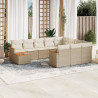 Set de sofás de jardín 11pzas con cojines ratán sintético beige 1