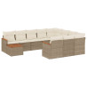 Set de sofás de jardín 11pzas con cojines ratán sintético beige 2