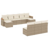10 pcs conjunto de sofás p/ jardim com almofadões vime PE bege 2