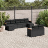 Set de sofás de jardín 8 piezas y cojines ratán sintético negro 1