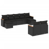 Set de sofás de jardín 8 piezas y cojines ratán sintético negro 2