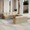 11 pcs conjunto sofás de jardim c/ almofadões vime PE bege 1