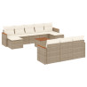 Set de sofás de jardín 11pzas con cojines ratán sintético beige 2
