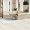 Set de sofás de jardín 11pzas con cojines ratán sintético beige 1