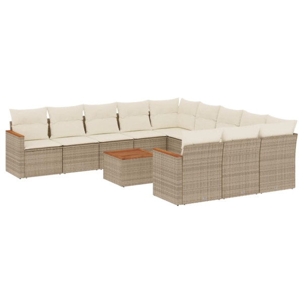 Set de sofás de jardín 12 pzas y cojines ratán sintético marrón M 2