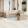 12 pcs conjunto de sofás p/ jardim com almofadões vime PE bege 1