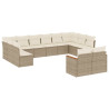 12 pcs conjunto de sofás p/ jardim com almofadões vime PE bege 2
