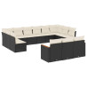 Set de sofás de jardín y cojines 13 pzas ratán sintético negro 2