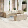 13 pcs conjunto de sofás p/ jardim com almofadões vime PE bege 1