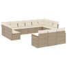 13 pcs conjunto de sofás p/ jardim com almofadões vime PE bege 2