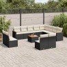 Set de sofás de jardín y cojines 13 pzas ratán sintético negro 1