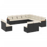 Set de sofás de jardín y cojines 13 pzas ratán sintético negro 2
